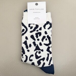 NEW w/Tag Ann Taylor Trouser Socks White and black Cheetah print One Size